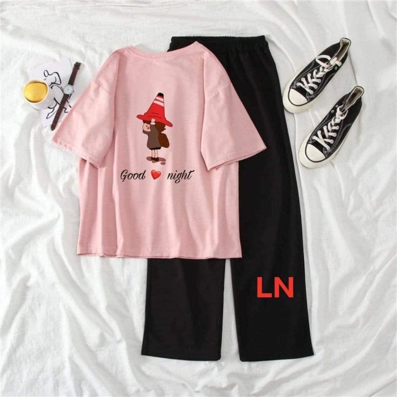 Sét áo phông 3D và quần ống rộng LN11