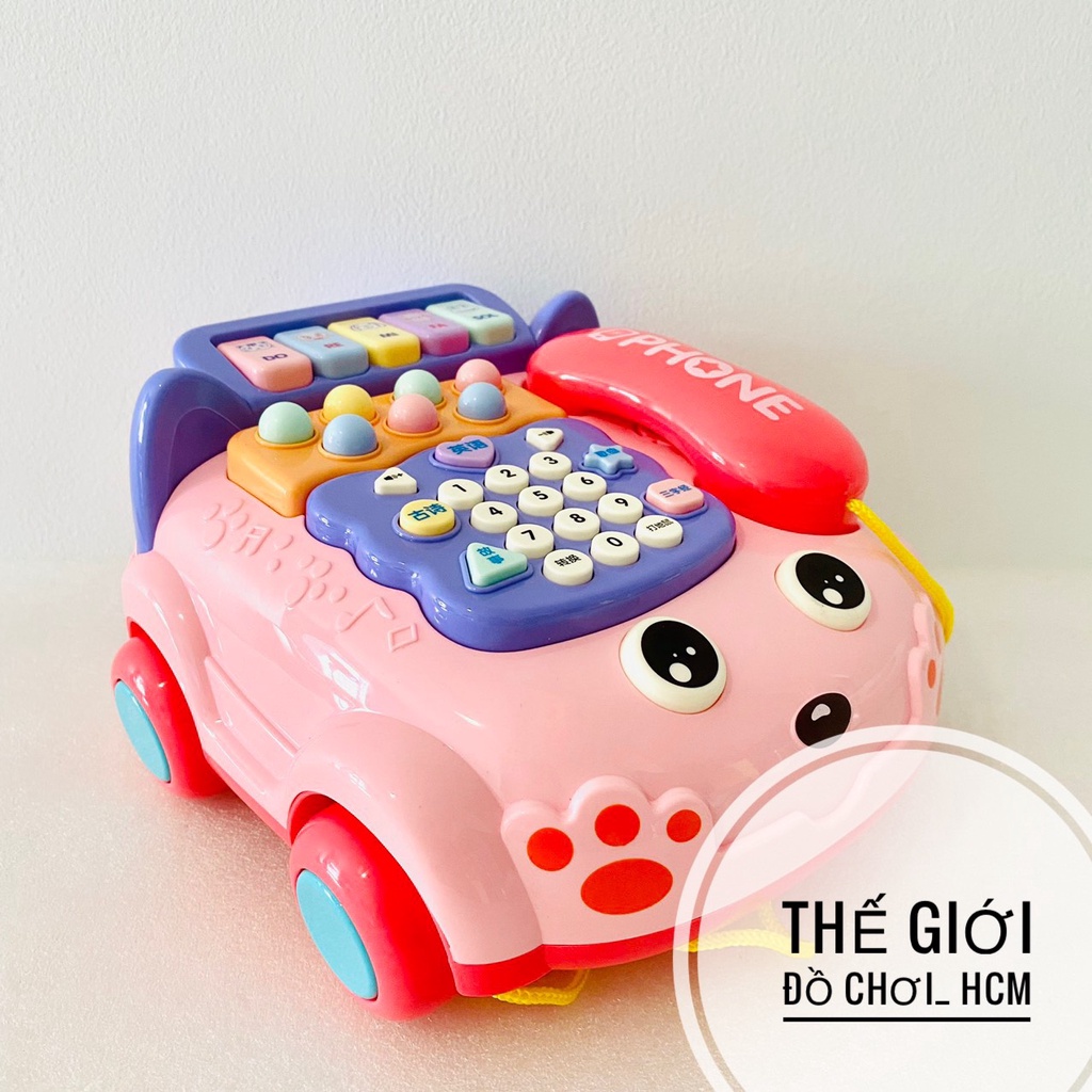 [HOT-CHẤT LƯỢNG] Đồ chơi điện thoại bàn có đèn nhạc, có bánh xe siêu to  dành cho bé trai bé gái thích mô hình xe ô tô