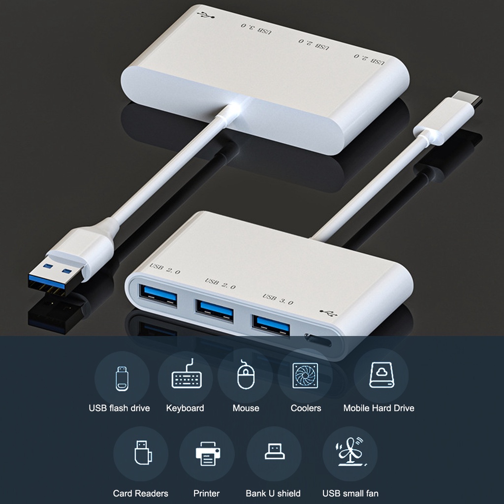 Thiết bị FONKEN chia 4 cổng USB 2.0 3.0 kiểu 4 trong 1 tốc độ cao dành cho laptop notebook