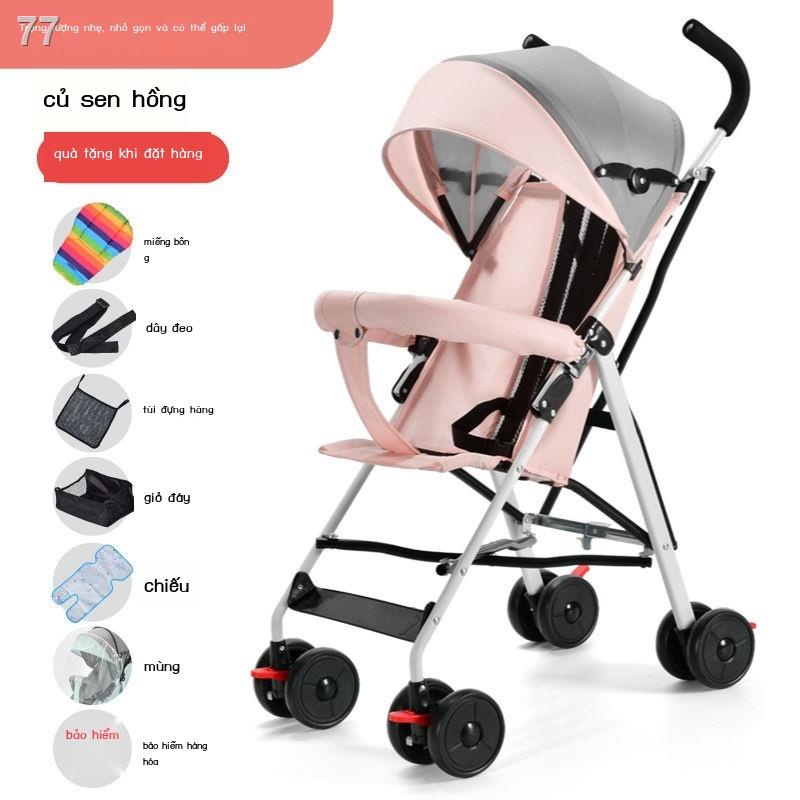 Xe đẩy em bé siêu nhẹ di động có thể ngồi, nằm và gấp gọn đơn giản giúp đi chơi trong mùa hè