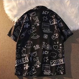 Áo Sơ Mi Tay Ngắn In Họa Tiết Phong Cách Nhật Bản Cho Nam