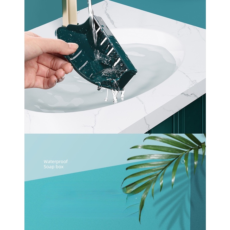 Giá Đỡ Xà Phòng Nắp Lật Gắn Tường Chống Thấm Nước Kèm Khay Ráo Nước Tiện Lợi Dành Cho Phòng Tắm