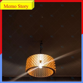 Đèn thả trần bếp bằng gỗ hình tròn + tặng kèm bóng 6w