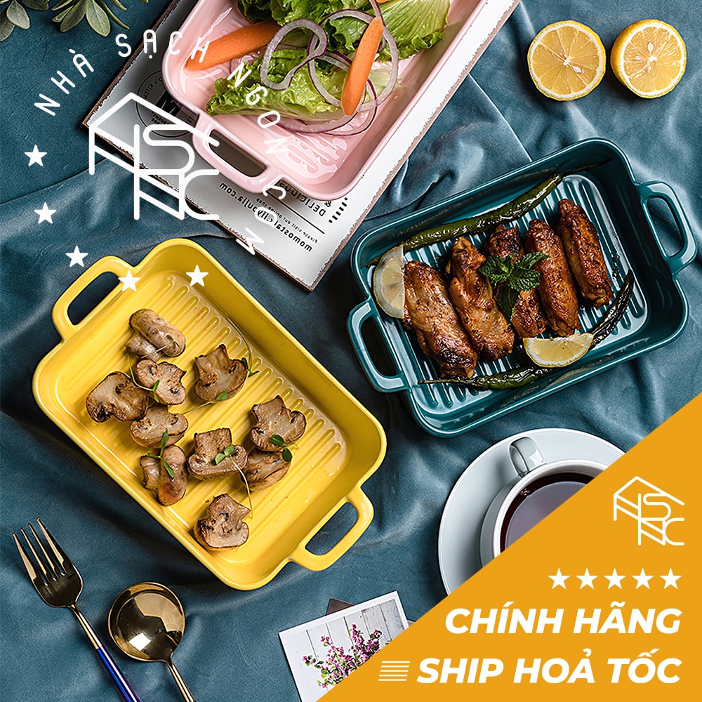 Đĩa nướng gốm có quai phong cách Bắc Âu SIYUE SY1436 (màu ngẫu nhiên)