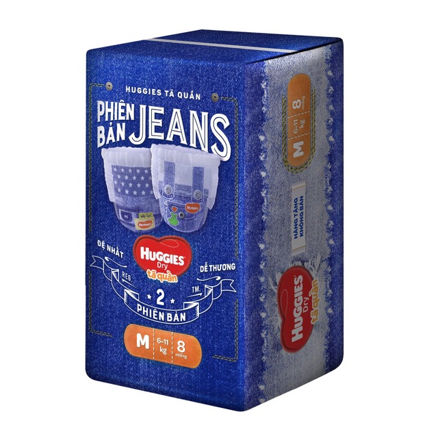 [Tặng 8 miếng Tã quần Jean]Tã/Bỉm quần Huggies Size M74,L68 miếng