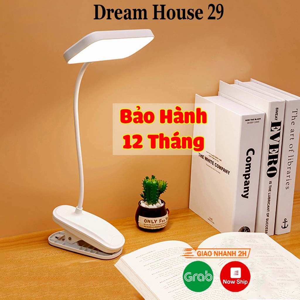 Đèn bàn học đọc sách cảm ứng chống cận, chân kẹp bàn màu trắng kích thước 40cm x 45cm