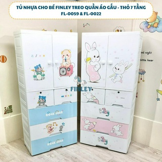 Tủ nhựa 7 tầng gấu thỏ cho bé trai bé gái an toàn chắc chắn cho bé đựng quần áo đồ dùng trẻ em