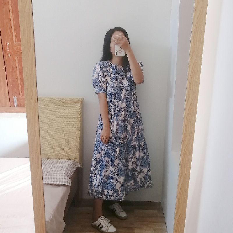 ĐẦM HOA SUÔNG DÀI TAY NGẮN - ĐẦM MAXI HOA MÙA HÈ