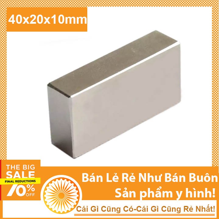 Nam Châm Đất Hiếm 40x20x10mm Nam Châm Trắng