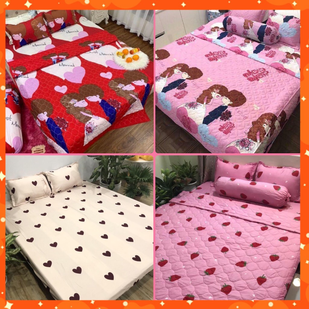 💗Freeship 50k💗Bộ drap nệm 1m6 x 2m / 1m8 x 2m 1 ga chun 2 vỏ gối nằm 45 x 65 | BigBuy360 - bigbuy360.vn