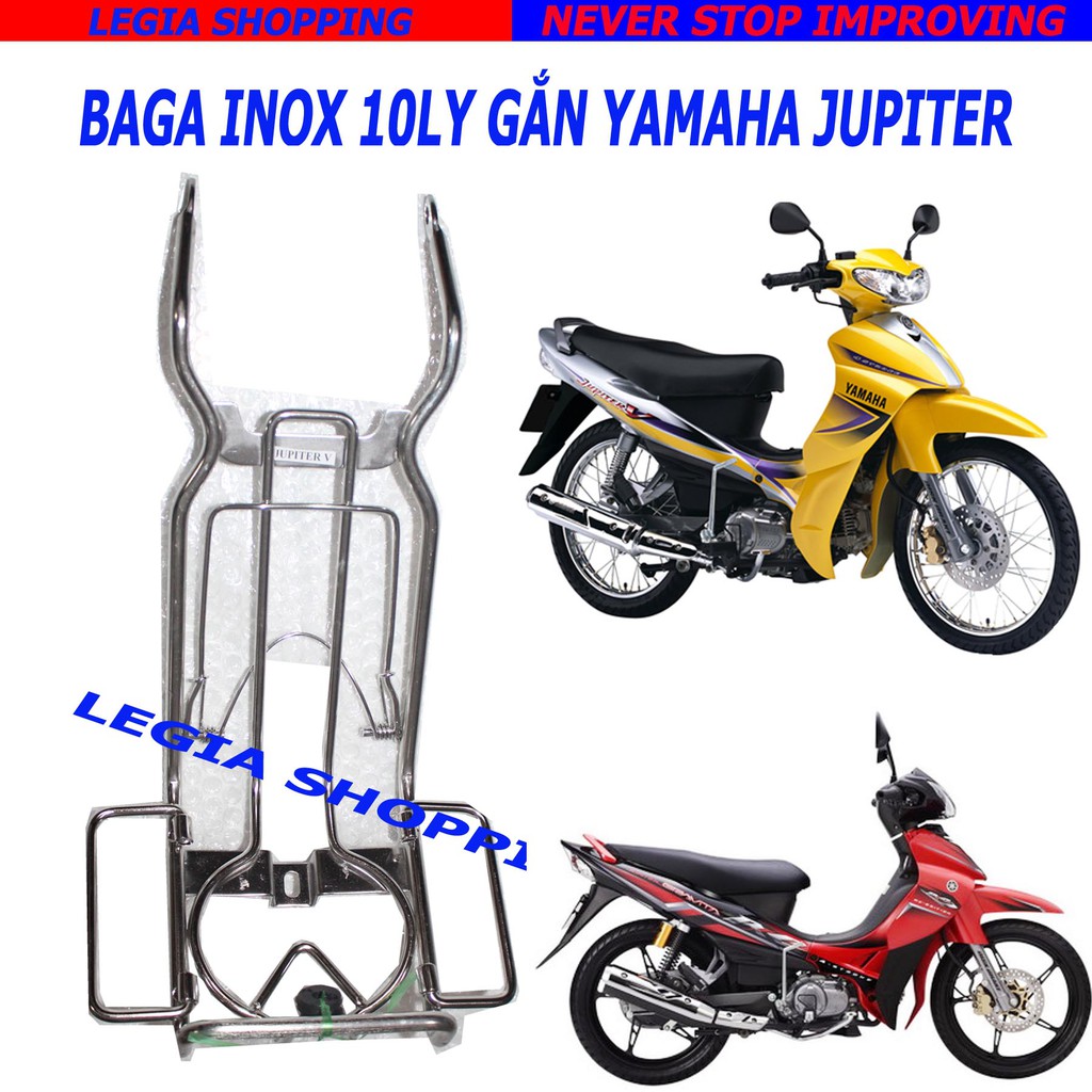 BAGA INOX DÀY 10 LY GẮN XE YAMAHA JUPITER V - MX - GRAVITA XĂNG CƠ