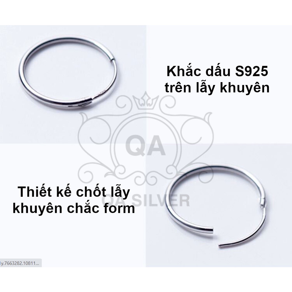 Khuyên tai bạc tròn nam nữ khoen vòng trơn có chốt lẫy S925 BASIC Silver Earrings QA SILVER EA170401