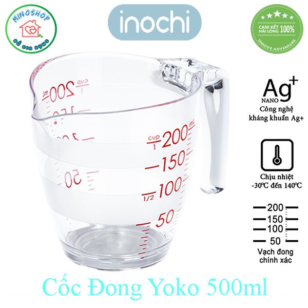 Cốc Đong Chia Vạch Inochi, Cốc Nhựa Định Lượng Dung Dịch Kích Thước 200ml 500ml