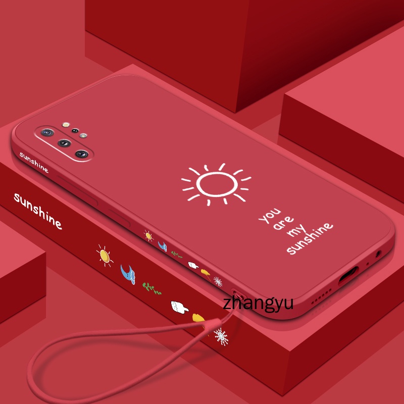 Ốp Điện Thoại silicone Mềm Họa Tiết Mặt Trời Có Dây Đeo Cho Samsung note 10 Samsung note 10 plus