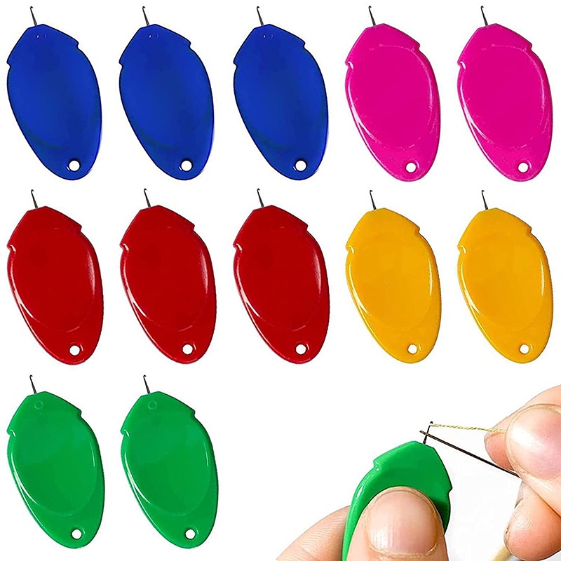 1 Dụng Cụ Xỏ Chỉ Bằng Nhựa Hình Oval Nhiều Màu Sắc