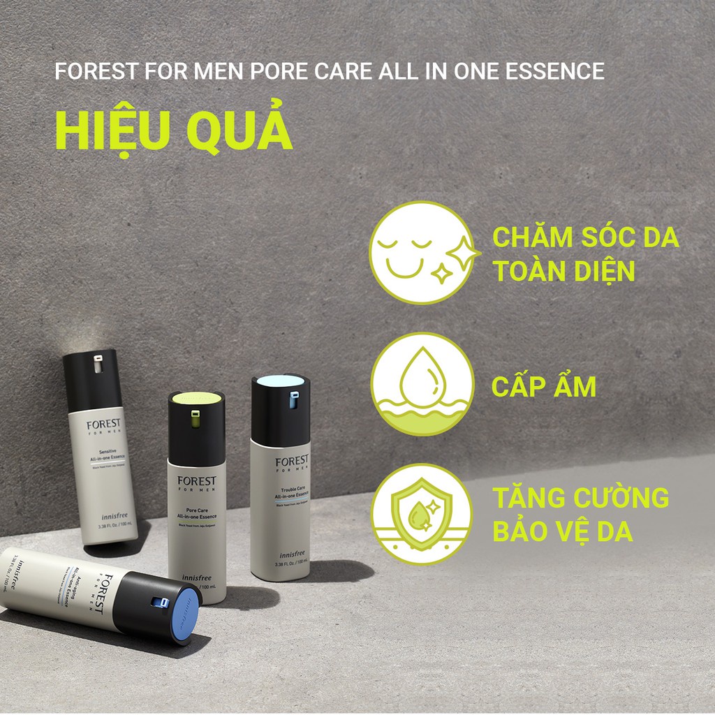 Tinh chất chăm sóc lỗ chân lông cho nam innisfree Forest For Men Pore Care All-in-one Essence 100ml