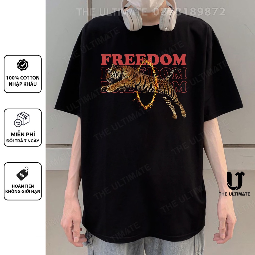 Áo phông Freedom form rộng nam nữ áo phông in hình tay lỡ The Ultimate