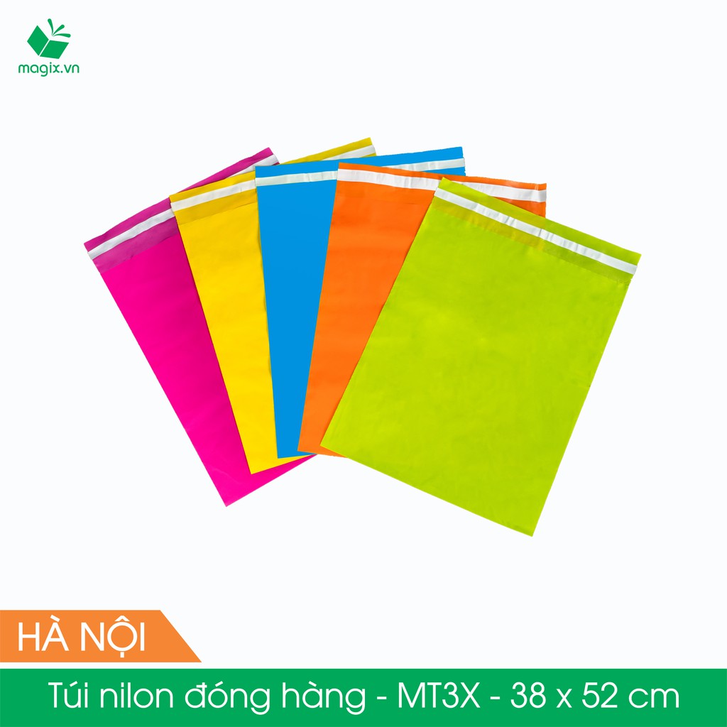 MT3X - 38x52 cm - Túi nilon gói hàng - 100 túi niêm phong đóng hàng màu xanh lá mạ