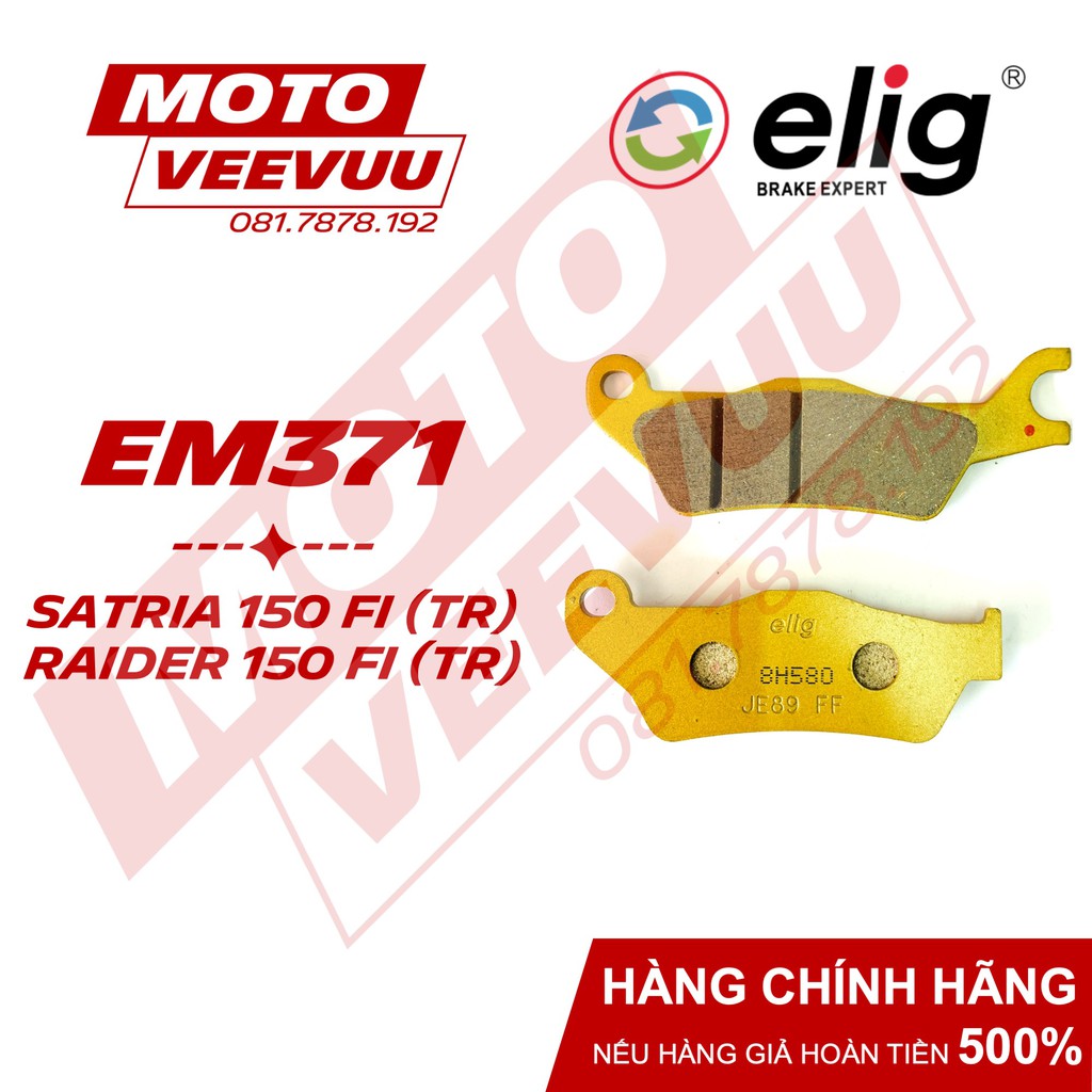 Bố thắng dĩa, má phanh dĩa Elig EM371 Dùng cho Satria 150 FI (Trước), Raider 150 FI (Trước)