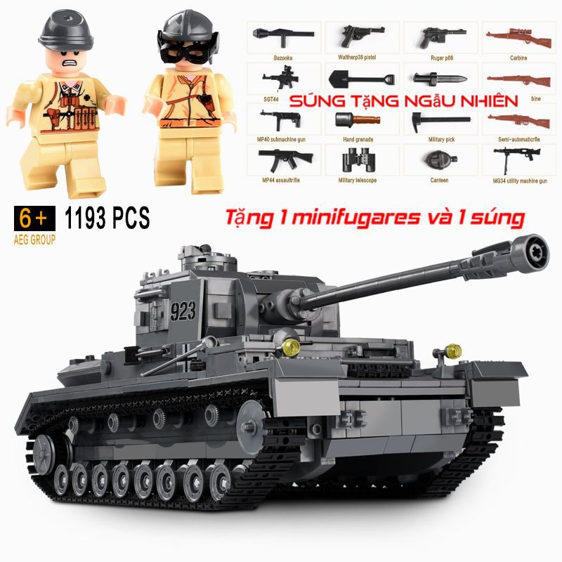 [SIÊU PHẨM 1193 MẢNH GHÉP] ĐỒ CHƠI XẾP HÌNH LẮP RÁP KIỂU LEGO XE TĂNG - KAZI 82010