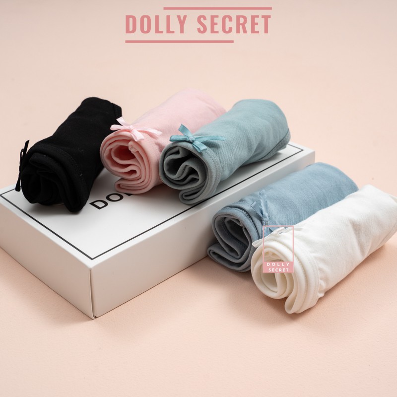 Quần lót nữ cotton trơn cao cấp kháng khuẩn đính nơ màu pastel học sinh dễ thương DOLLY-SECRET QL008 | BigBuy360 - bigbuy360.vn