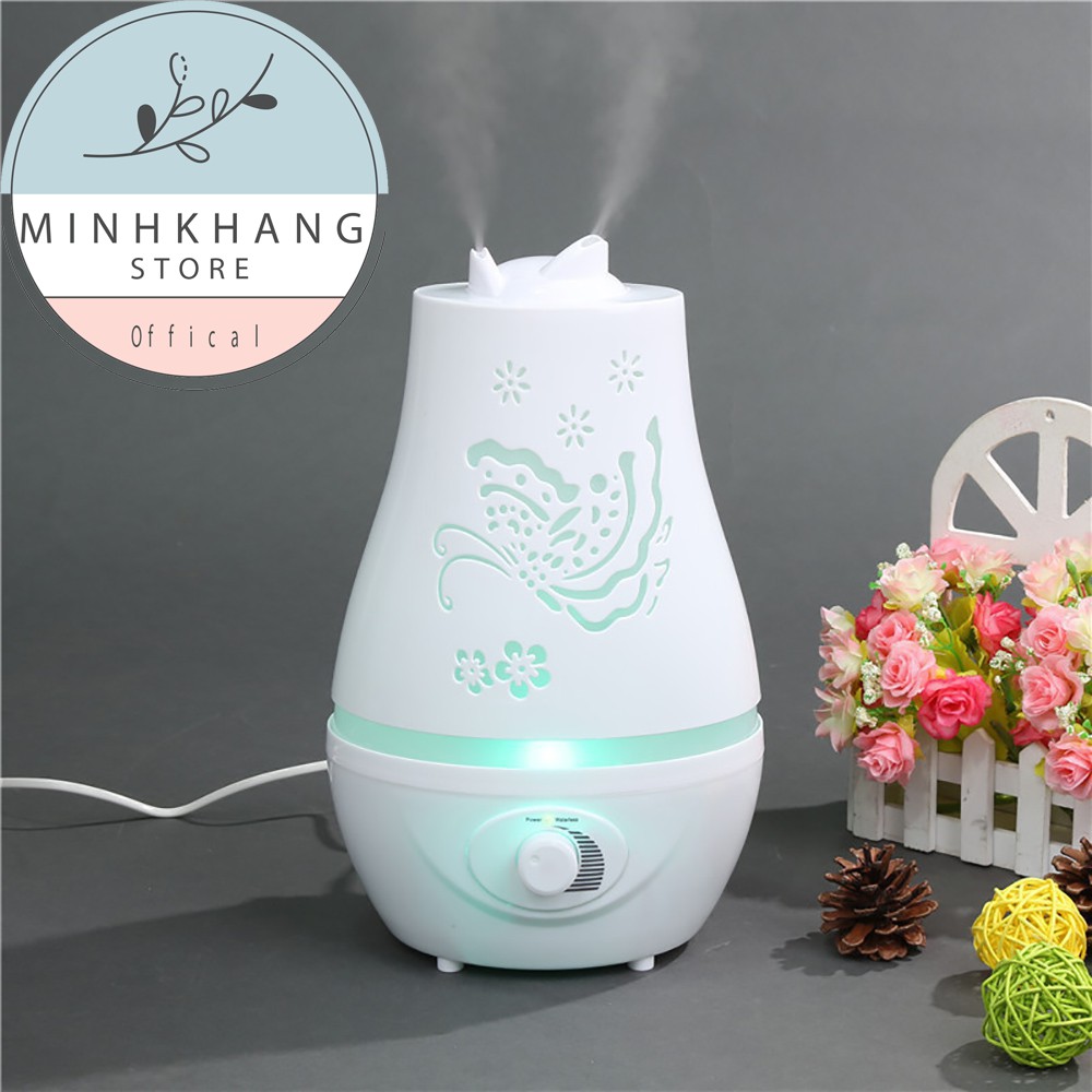 Máy Xông Tinh Dầu máy khuếch tán hồ Điệp 2400ml Phun Sương Cực Mạnh Dễ Thương 7 màu đèn led làm quà tặng , đèn ngủ