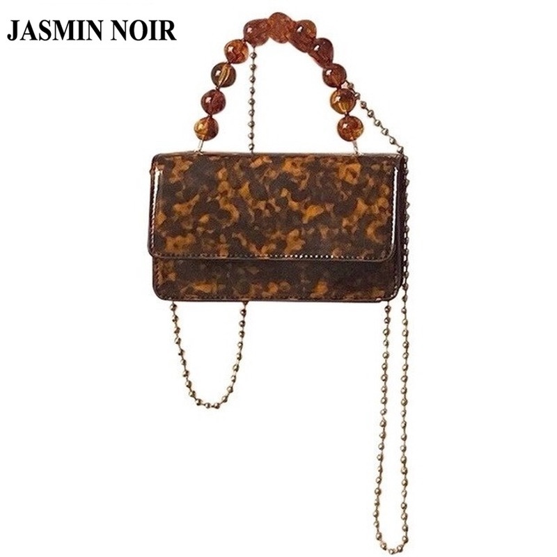 Túi xách JASMIN NOIR bằng da PU cỡ nhỏ phong cách retro phối dây xích