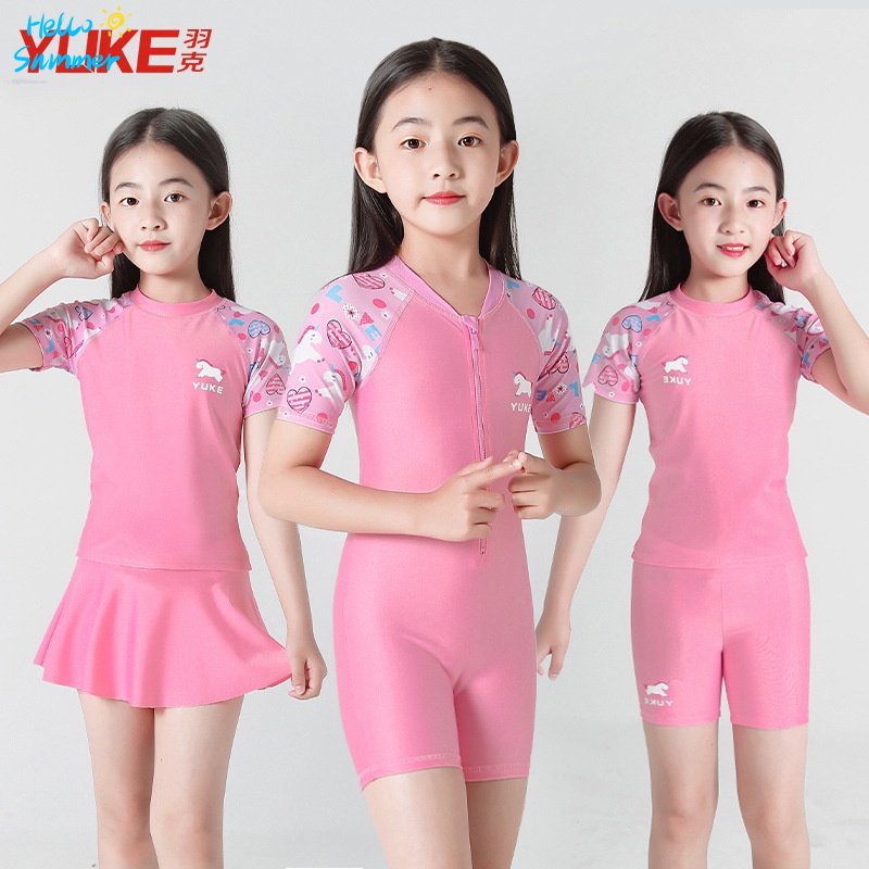 Bộ Đồ Bơi Một Mảnh Màu Trơn Cho Bé Gái 3 4 5 6 7 8 9 10 11 12 13 14 15 Tuổi