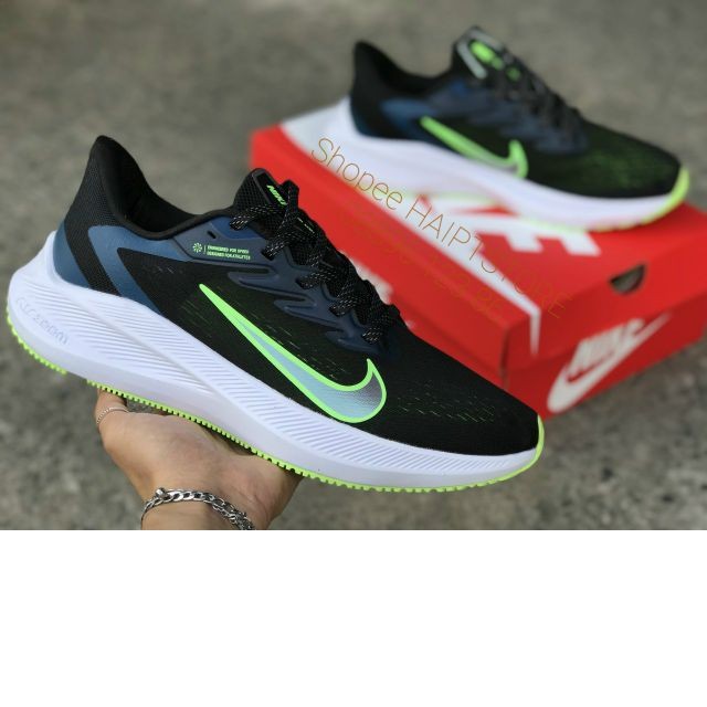 Giày Nike Zoom Winflo 7 Đen Xanh Rêu (20) Nam Running [Chính Hãng - FullBox]