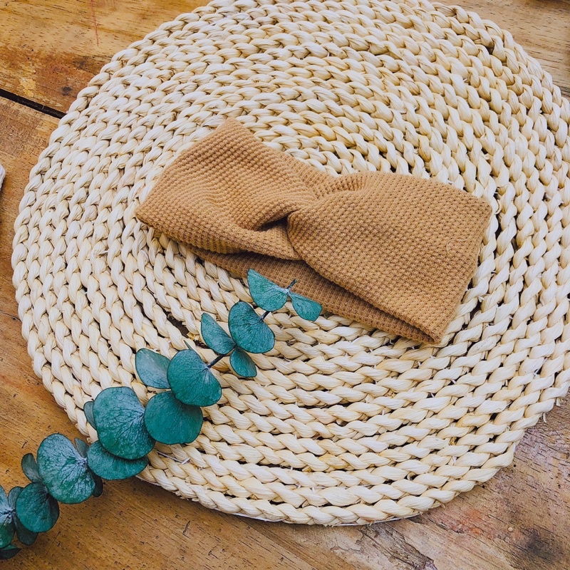 Turban vặn chéo vải cotton waffle cho cả bé trai và gái