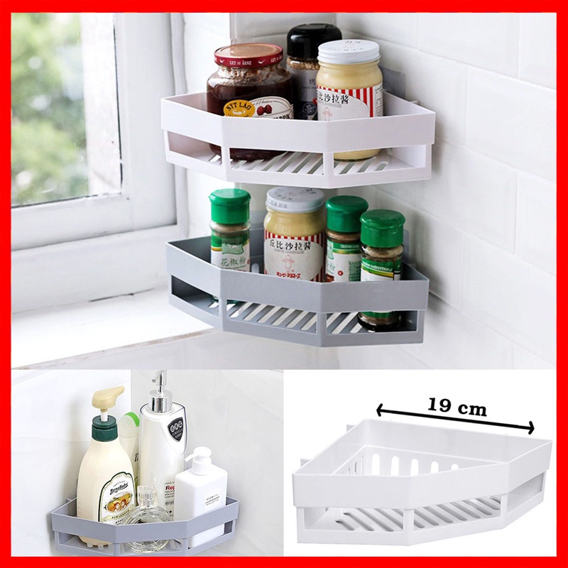 Kệ tam giác dán tường để đồ nhà tắm, Không cần khoan tiện lợi