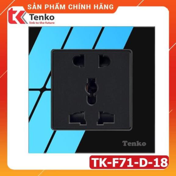 [ Chính Hãng ] Ổ Cắm Đôi 3 Chấu Âm Tường Mặt Kính Cường Lực Cao Cấp TK-F71-D-18 Màu Đen