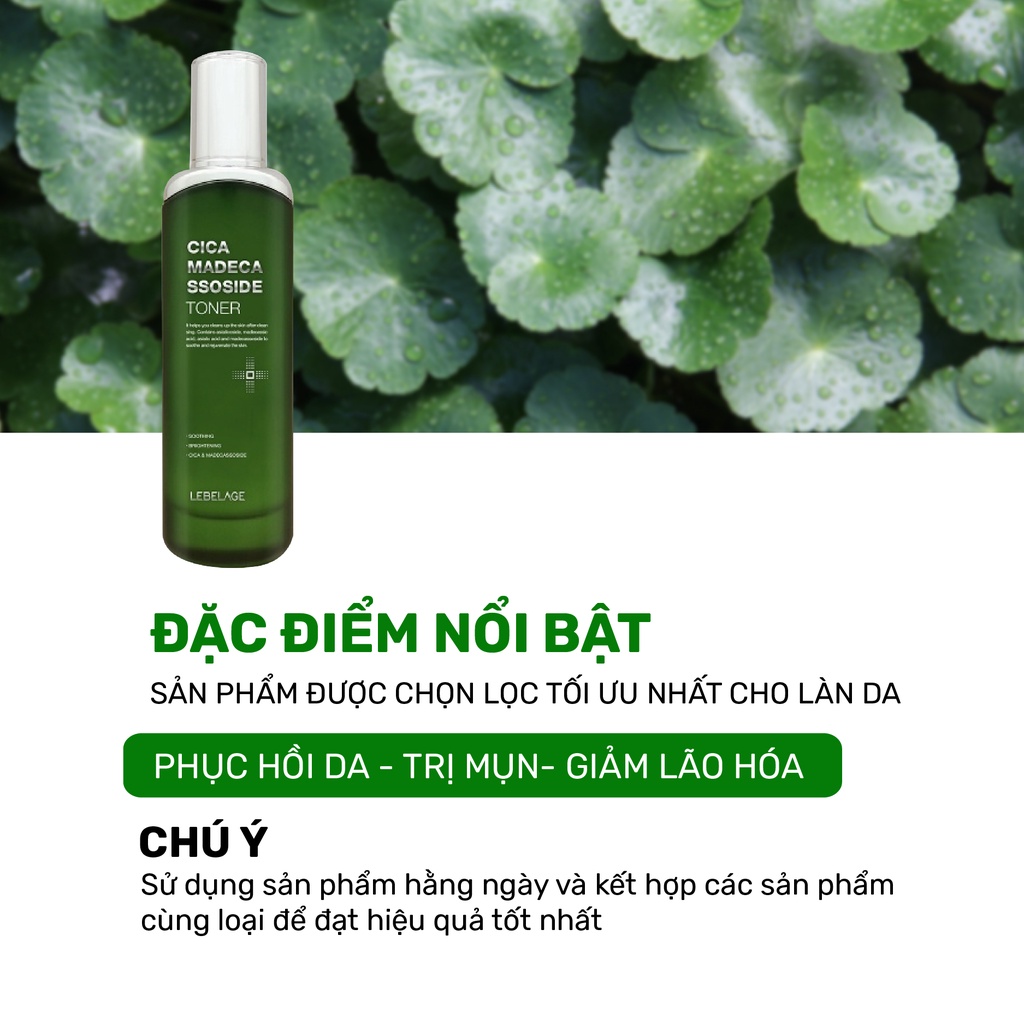 Nước Cân Bằng Da Rau Má Làm Dịu, Hỗ Trọ Giảm Mụn Căng Bóng Da Lebelage Cica Madecassoside Toner 120ml