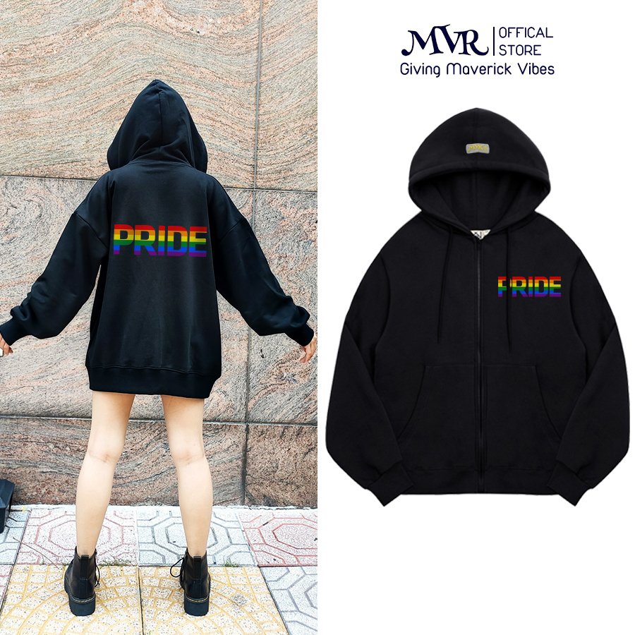 Áo Hoodie kéo khóa Mát LGBT Cờ Gay Les Pede Nam Nữ Cổ Tròn Hình In Pride Tự Hào Cộng Đồng CGioi Nhiều Màu Đen MVR KK6005