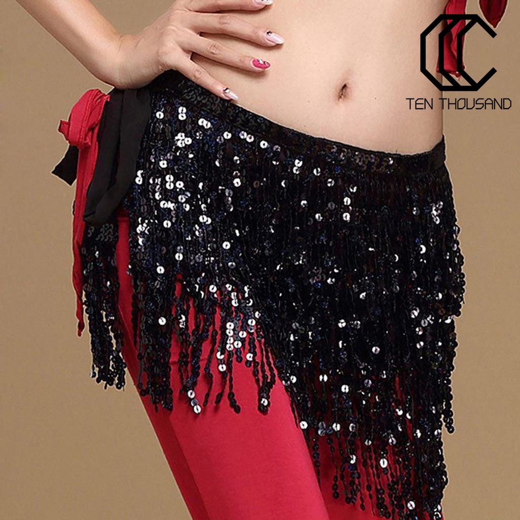 ✧Khăn Choàng Hông Múa Bụng Đính Kim Sa Lấp Lánh