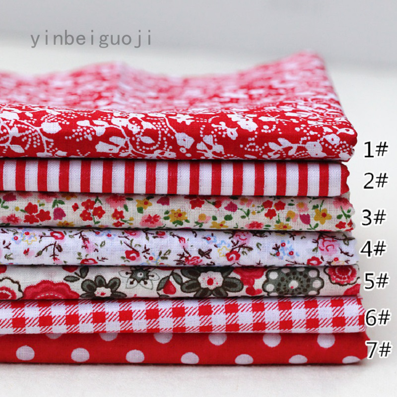 Set 7 Tấm Vải Cotton Hình Vuông In Hoa 25x25cm Dùng Để Làm Đồ Thủ Công Diy