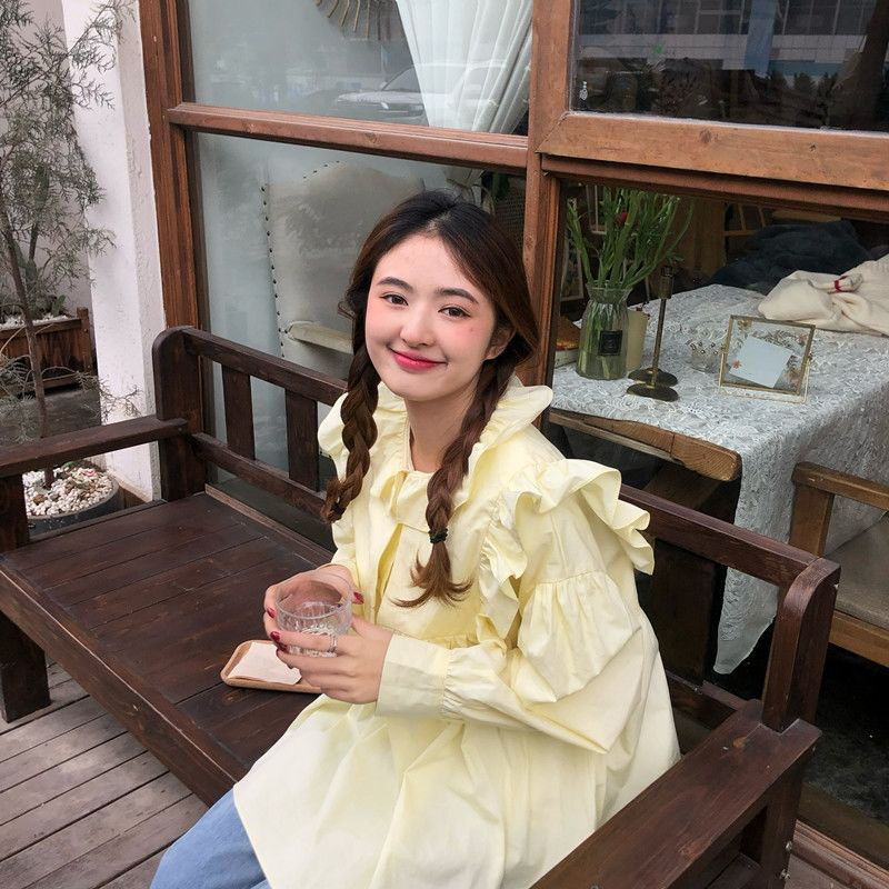 Áo sơ mi tay dài dáng rộng phong cách retro Pháp dành cho nữ 2021 | BigBuy360 - bigbuy360.vn