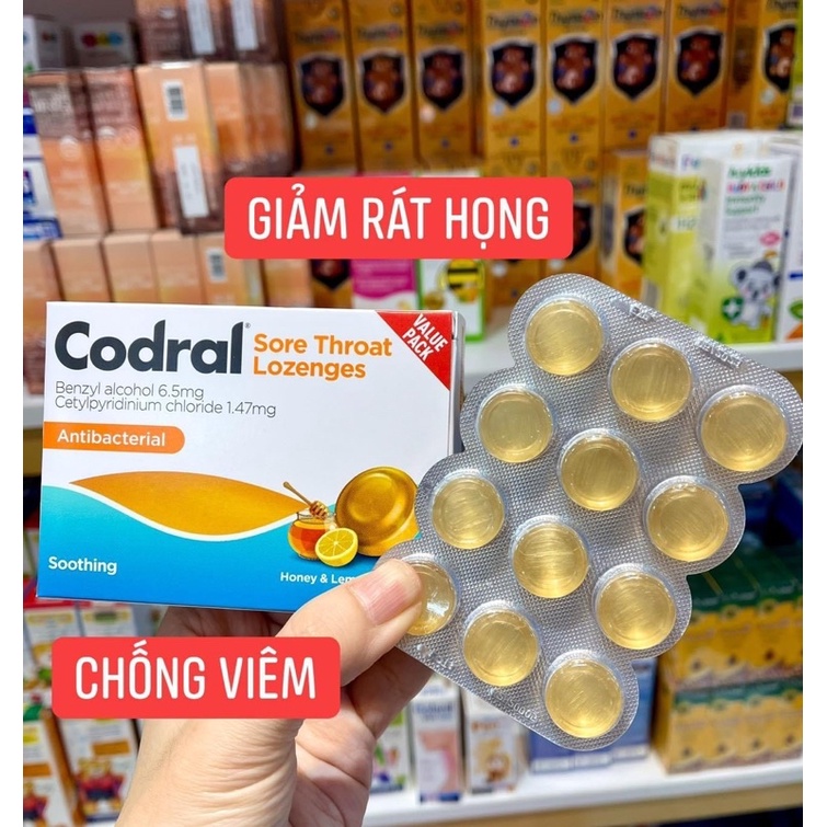 Kẹo ngậm ho Úc Codral hộp 16 viên