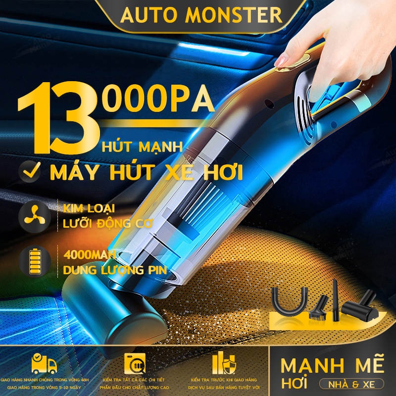 13000PA máy hút bụi cầm tay hút bụi ô tô siêu sức hút Máy hút bụi máy hút bụi đa năng lực hút