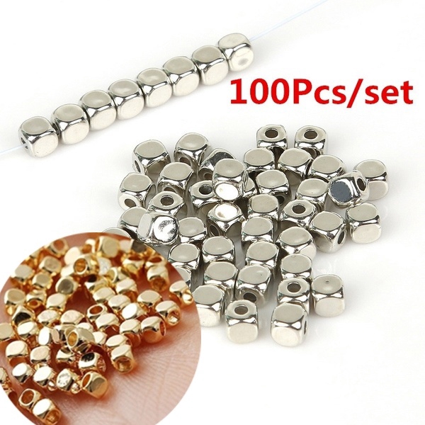 Set 100 hạt cườm xỏ lỗ kích thước 3.5x3mm dùng làm trang sức thủ công