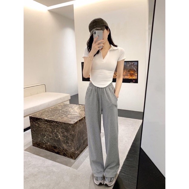 Áo croptop polo bo eo vạt bầu tay cộc Michi siêu tôn dáng, áo cổ Đức vạt bầu chất thun lạnh