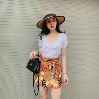 Áo croptop tim tay phồng