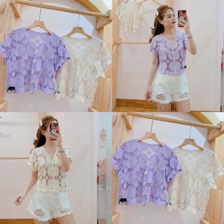 Áo len hoa cúc croptop xinh iu