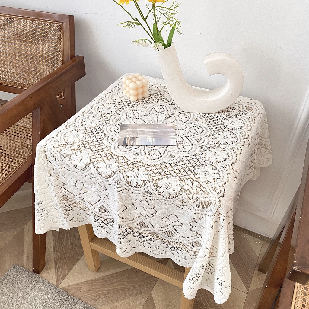 Khăn trải bàn phối ren, trang trí tab đầu giường phong cách Hàn Quốc