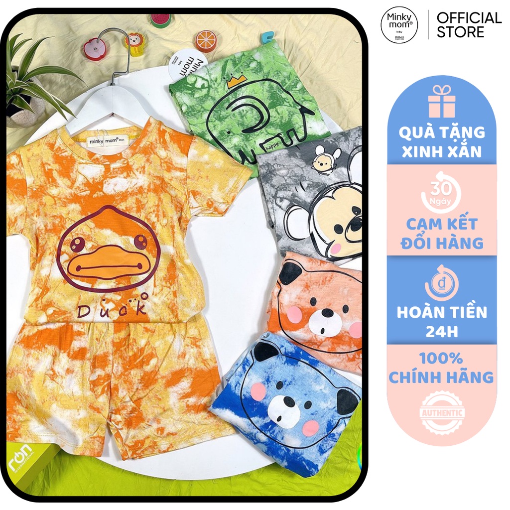 [SALE] Bộ Cộc Tay Cho Bé Trai, Bé Gái Minky Mom Vải Thun Lạnh Động Vật Loang Màu 3D, Đồ Bộ Cho Bé Mặc Nhà MKM2201