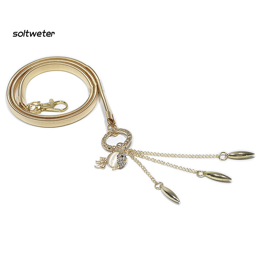 Thắt Lưng Mặt Hình Cá Vàng Kim Loại Đính Đá Thời Trang Cho Nữ