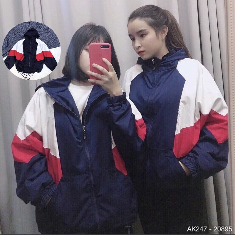 Áo Khoác Dù Nữ 2 Lớp Bomber Áo Jackets Nữ Phối Màu Chất Siêu Đẹp XANH ĐỎ TRẮNG - AK2247