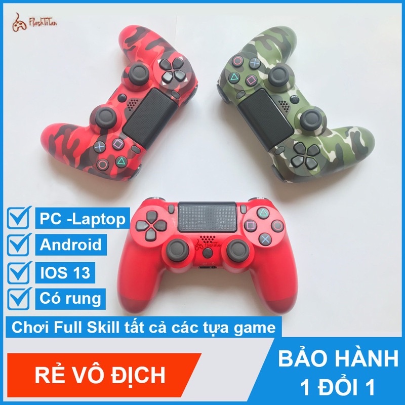 Tay cầm chơi game không dây dành cho máy PS 4 - Tay cầm chơi game PS4, PC, điện thoại - Có rung