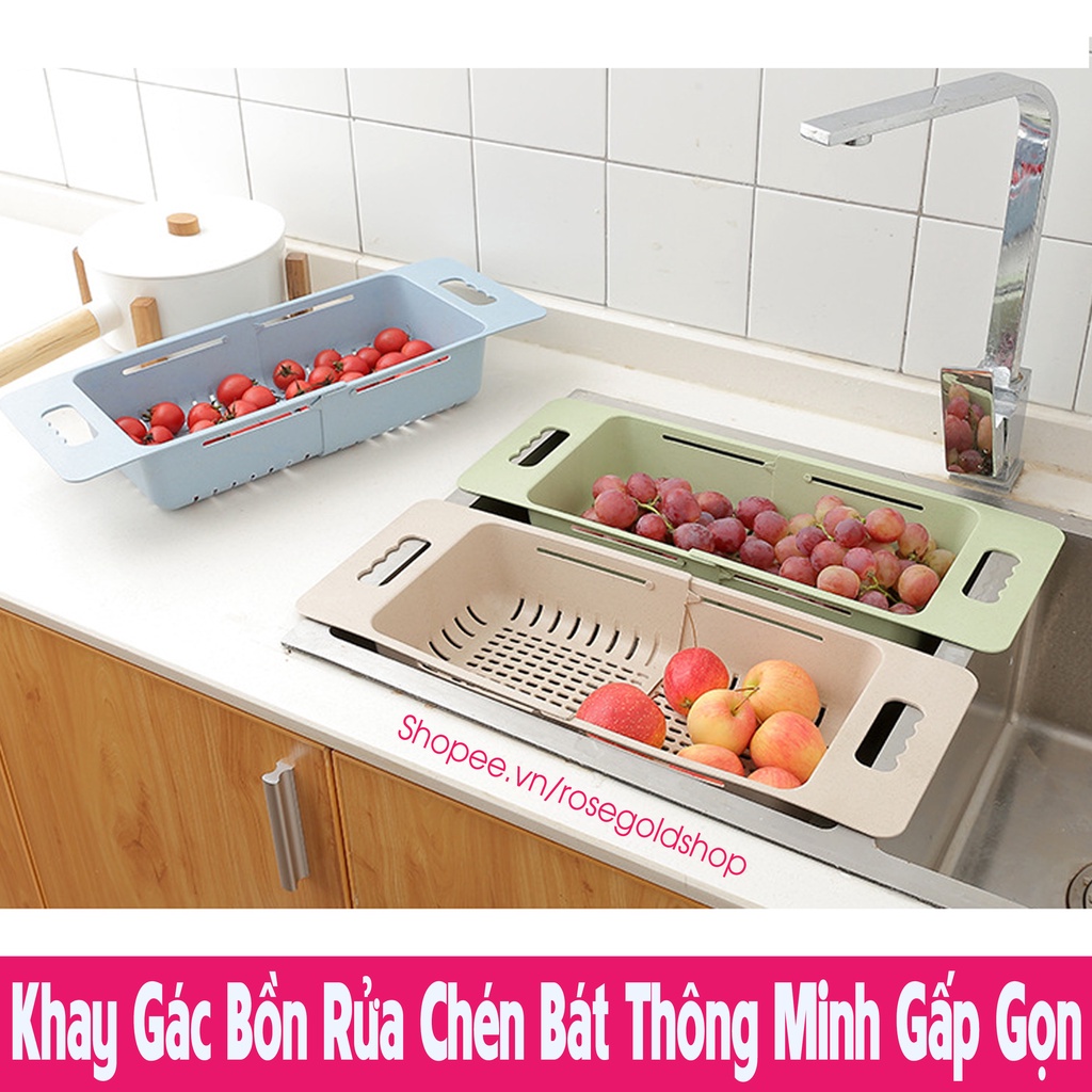 Rổ Nhựa Gác Bồn Rửa Bát Điều Chỉnh Được Kích Thước Đa Năng Tiện Dụng - Khay Nhựa Gác Bồn Rửa Bát Việt Nhật