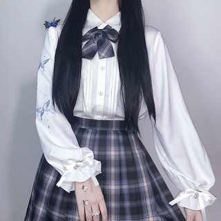 Đồng Phục Nữ Sinh Nhật Bản Áo Dài Tay Cói Cổ Phong Cách Lolita Lnner JS